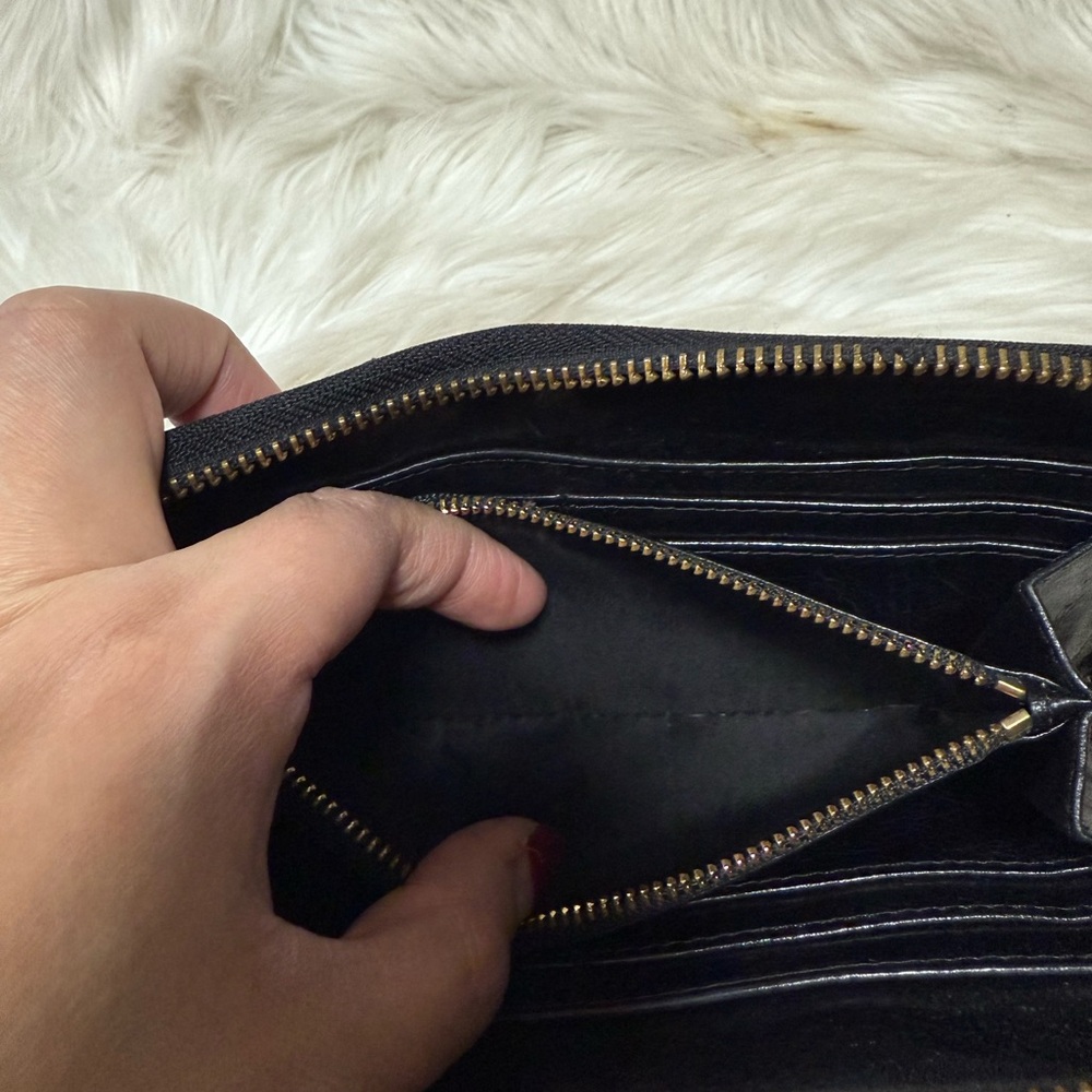 🔥SALE🔥Authentic Tory Burch Black Leather Long Wallet - Picture 8 of 13